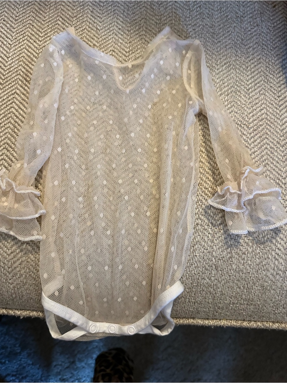 Sheer Polka Dot Mesh Bodysuit in Cream